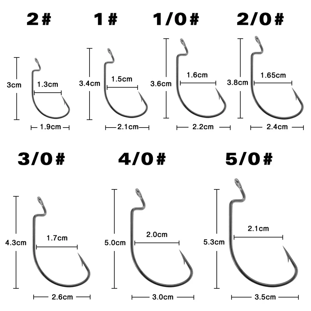Anzuelos de gusano Offset para pesca de 20 piezas, gusanos de goma para lubina, gancho de hueco ancho, aparejo de Texas, gusanos de plástico blando, cebo de pesca - imagen 2