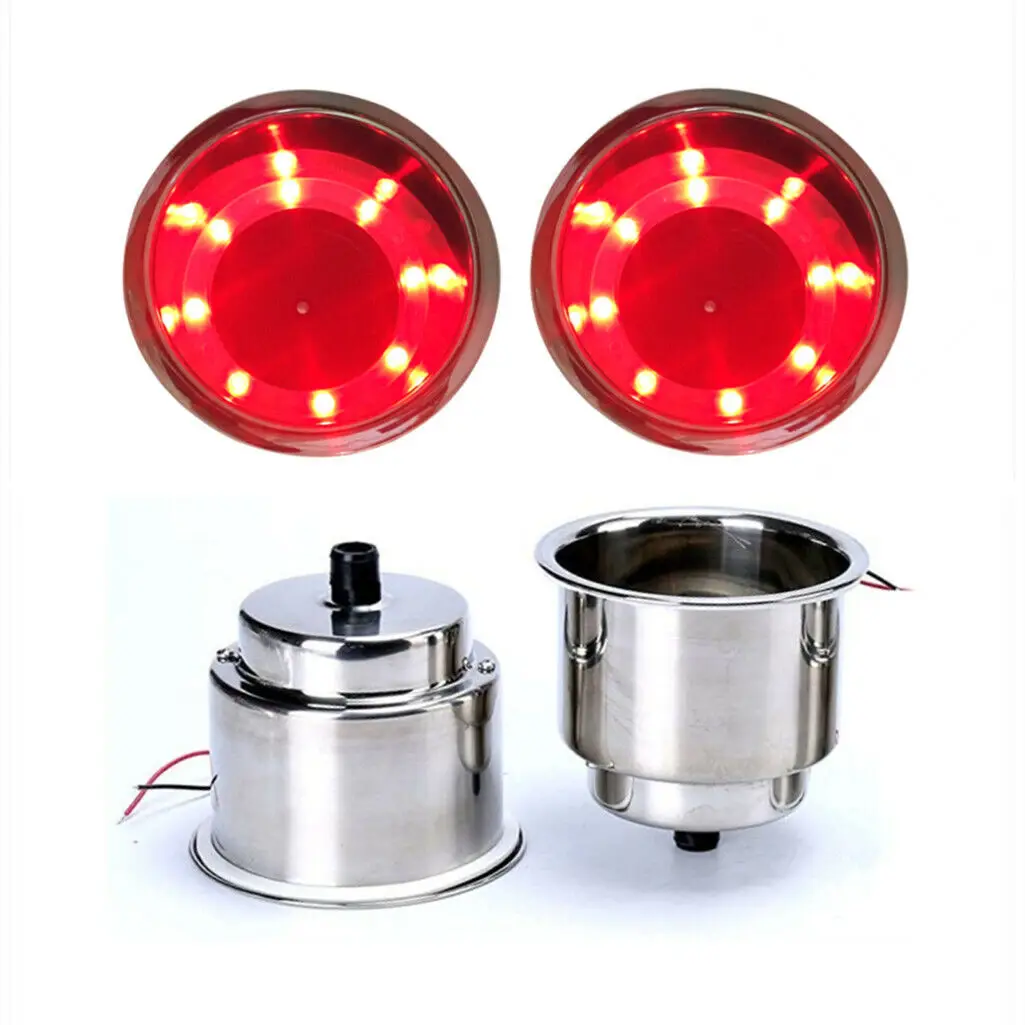 Portavasos LED 12V acero inoxidable para yate pesca deportiva - imagen 2