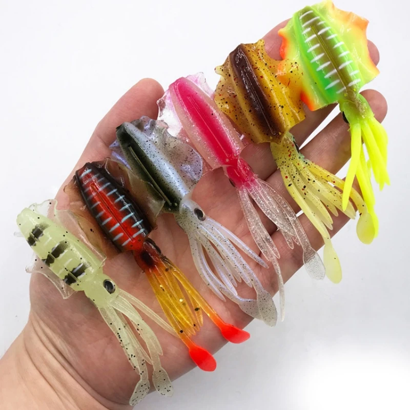 ALASICKA 7g 10CM luminoso UV plantilla de calamar suave pesca de calamar señuelo de curricán para pesca en el mar barco pesca Wobblers cebo Rockfishing - imagen 2