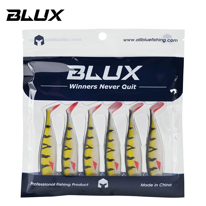 BLUX BLOD SHAD-señuelo de pesca suave de 80mm y 105mm, Jighead, cola negra, pececillo, cebo de silicona Artificial, equipo de Swimbait para lubina de agua salada - imagen 5