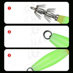 Jig Calamar Glow Anzuelo 3/0 Vinilo Mar Pesca