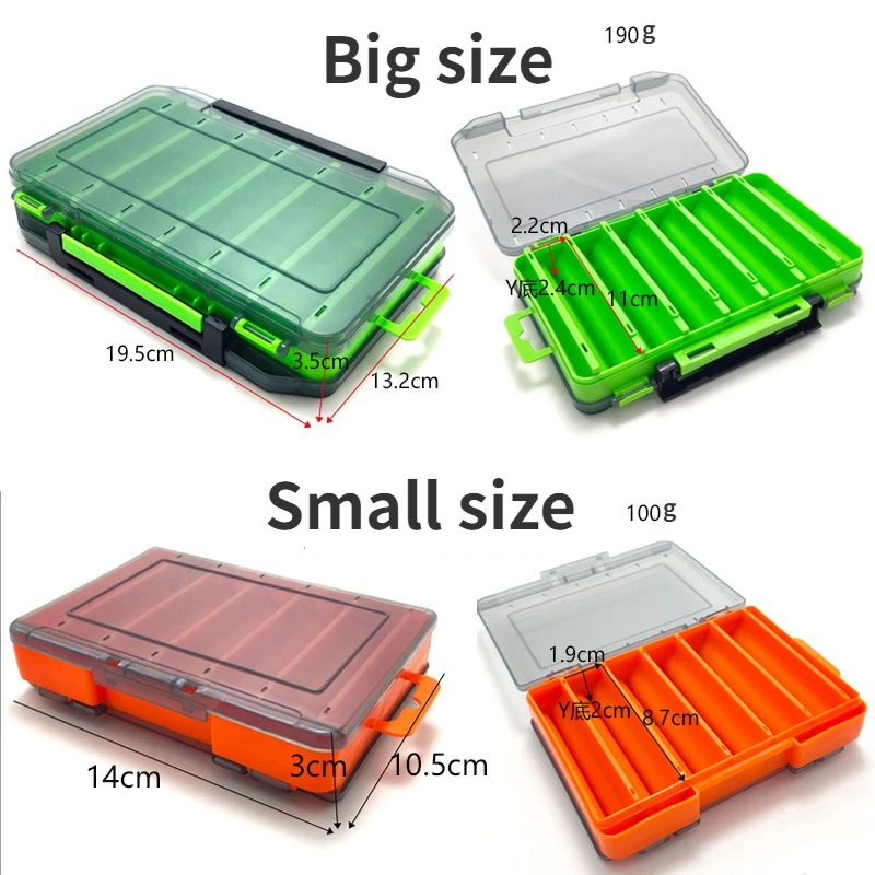 Caja de aparejos de pesca, almacenamiento de señuelos, 14 compartimentos, cajas de anzuelos de señuelo de doble cara, caja de almacenamiento de cebos, accesorios de pesca - imagen 4