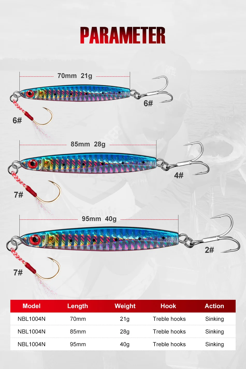 NOEBY Señuelo Wobbler Hundido – Jigging Lento Agua Salada Profundo - imagen 5