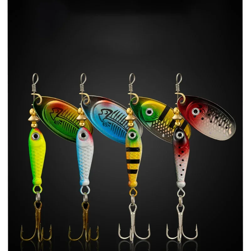 Señuelos giratorios de Metal para pesca, cebos duros artificiales con lentejuelas Iscas, Crap Bass Pike, anzuelo triple, accesorios de aparejos, 7cm, 1 unidad - imagen 2