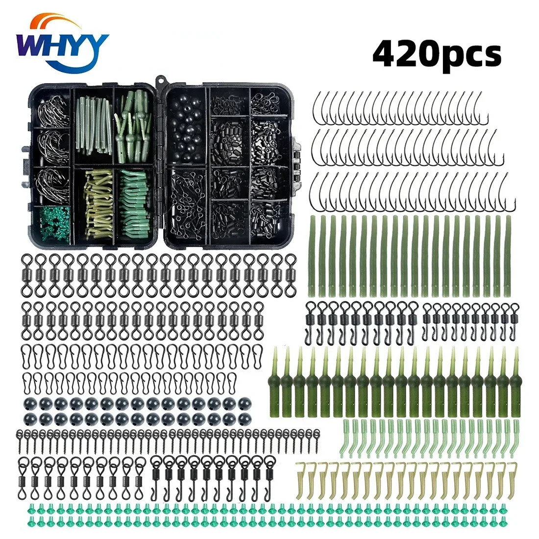 Herramientas De Pesca De carpa, Kit De aparejos De Pesca, mangas antienredos, cuentas De gancho De parada, gira todo para accesorios De Pesca - imagen 2