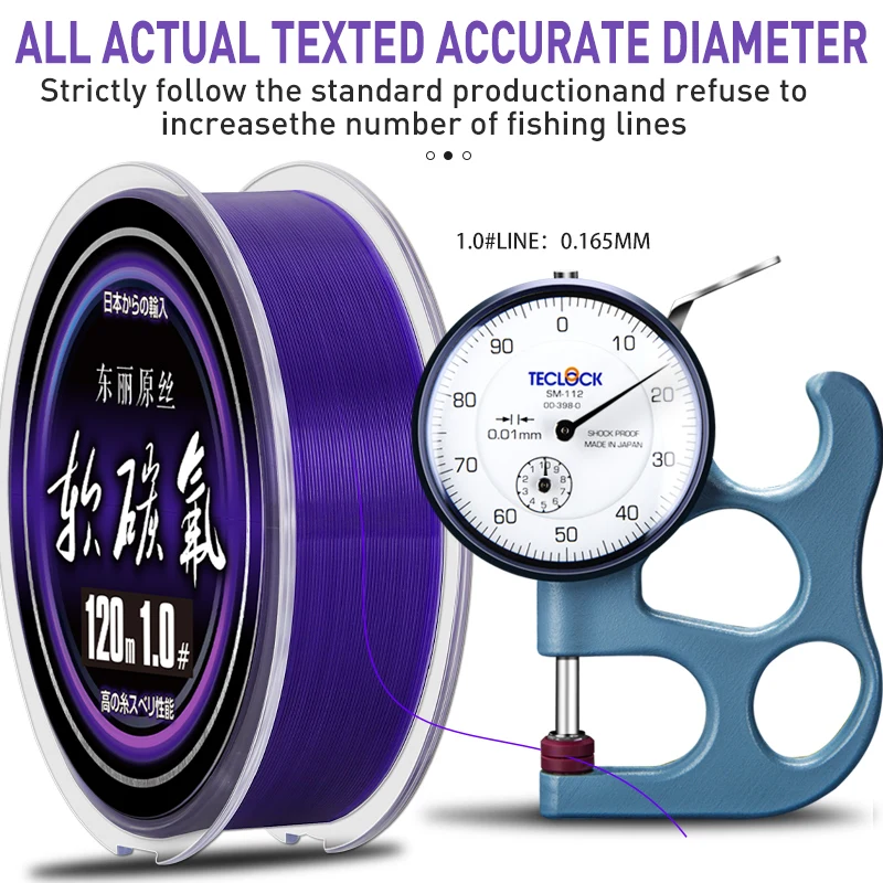 ZUKIBO-sedal de pesca de nailon morado, hilo de monofilamento duradero, revestimiento de flouocarbono suave Toray, sedal de hundimiento de Japón para agua dulce y salada - imagen 5
