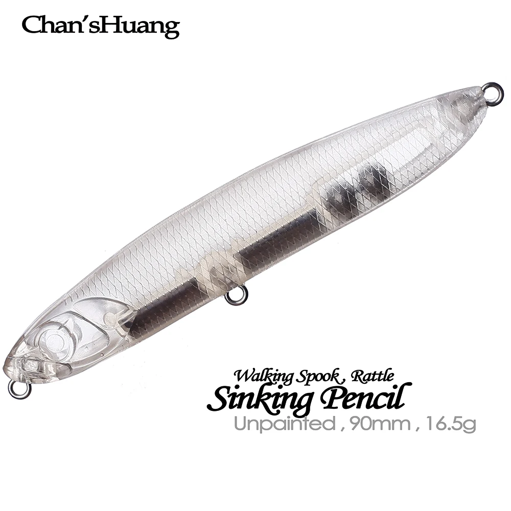 Chan'sHuang-Cebo en blanco 20 piezas sin pintar, 90mm, 16g, sonajero de hundimiento, lápiz para caminar, señuelo de pesca Artificial hecho a mano