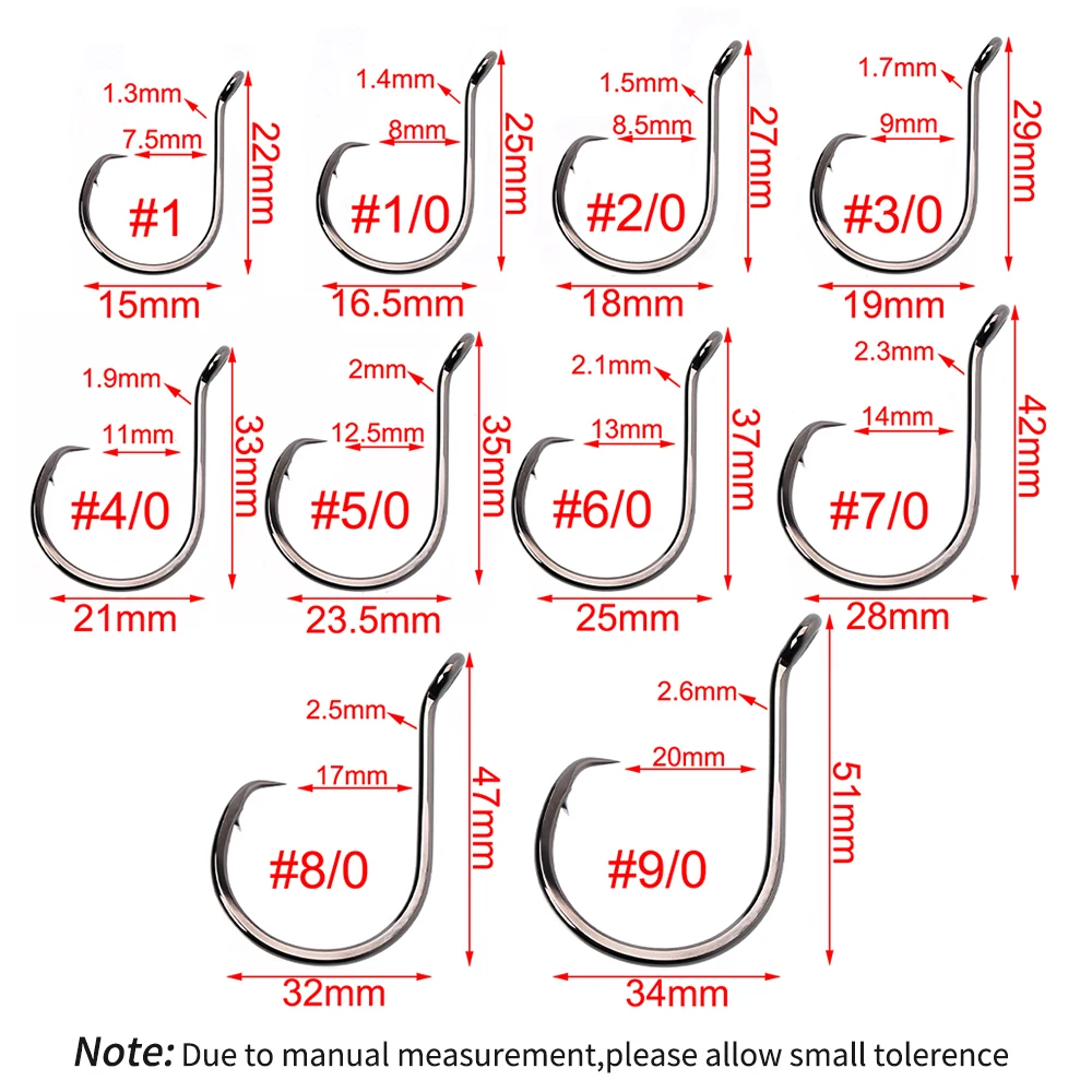Lionriver-anzuelo circular pesado de níquel negro, acero rico en carbono, pesca en agua salada, anzuelo compensado para bagre, lubina, parero, pulpo - imagen 3