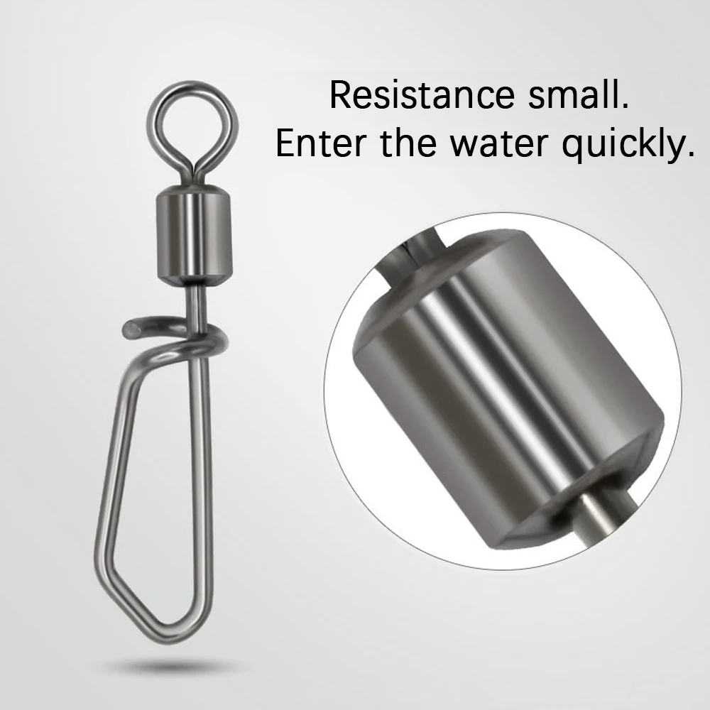 DNDYUJU 10-50X giratorios de pesca con Pin de enclavamiento giratorio anzuelos de acero inoxidable señuelo conector de carpa herramienta de pesca - imagen 4