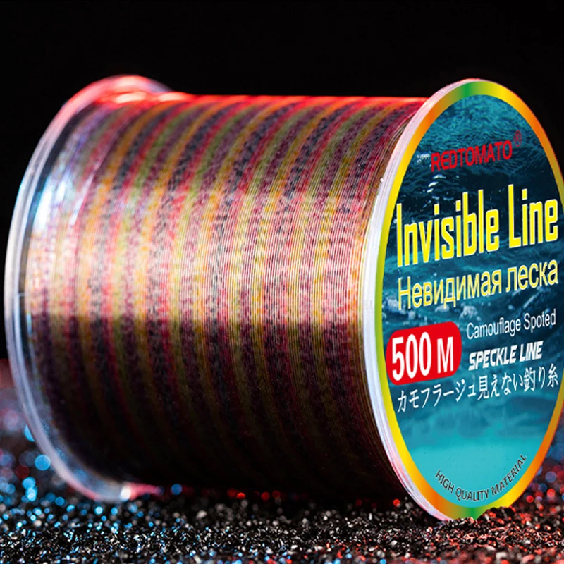 Sedal de pesca con motas de arcoíris de 500m, hilo de monofilamento Invisible 3D, aparejos de nailon superfuertes, artículos, accesorios de pesca - imagen 2