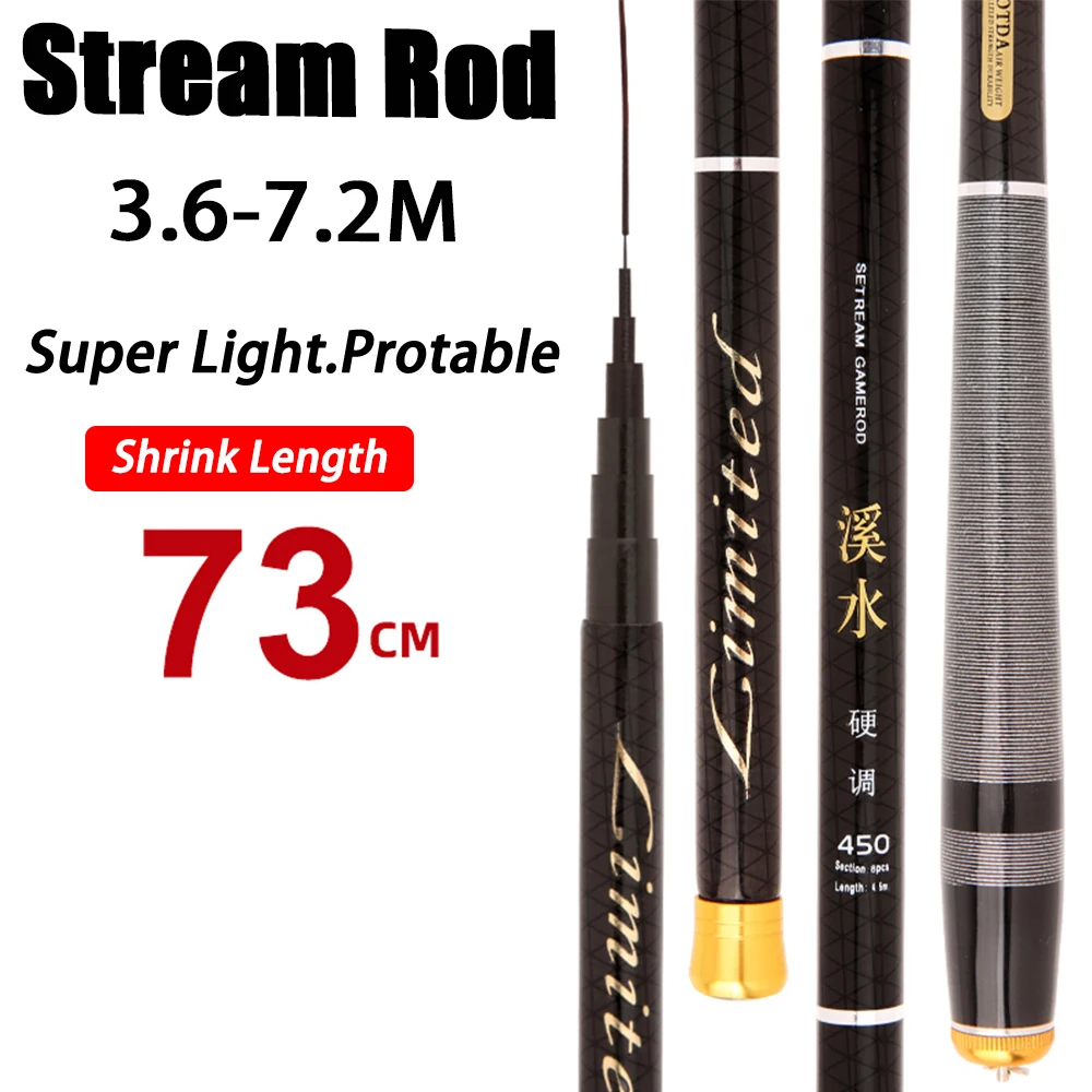 Caña de pescar de carpa de carbono, caña telescópica portátil, aparejos de pesca, caña de mano ultraligera profesional, 3,6/4,5/5,4/6,3/7,2 M