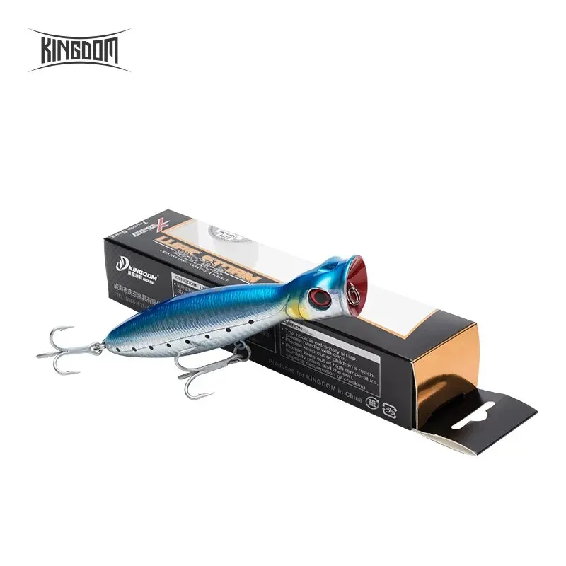 Señuelo de pesca Kingdom Popper, 8cm, 10cm, 13cm, cebos artificiales de agua salada TopWater, Wobblers duros, señuelo de pesca de Lucio de lubina de agua dulce - imagen 5