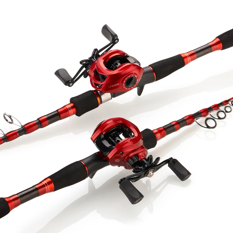 DEUKIO nuevo carrete de caña de pescar Combo 1,8 M 2,1 M 2,4 M caña de fundición de fibra de carbono y relación de engranaje 7,2: 1 carrete de Baitcasting - imagen 3