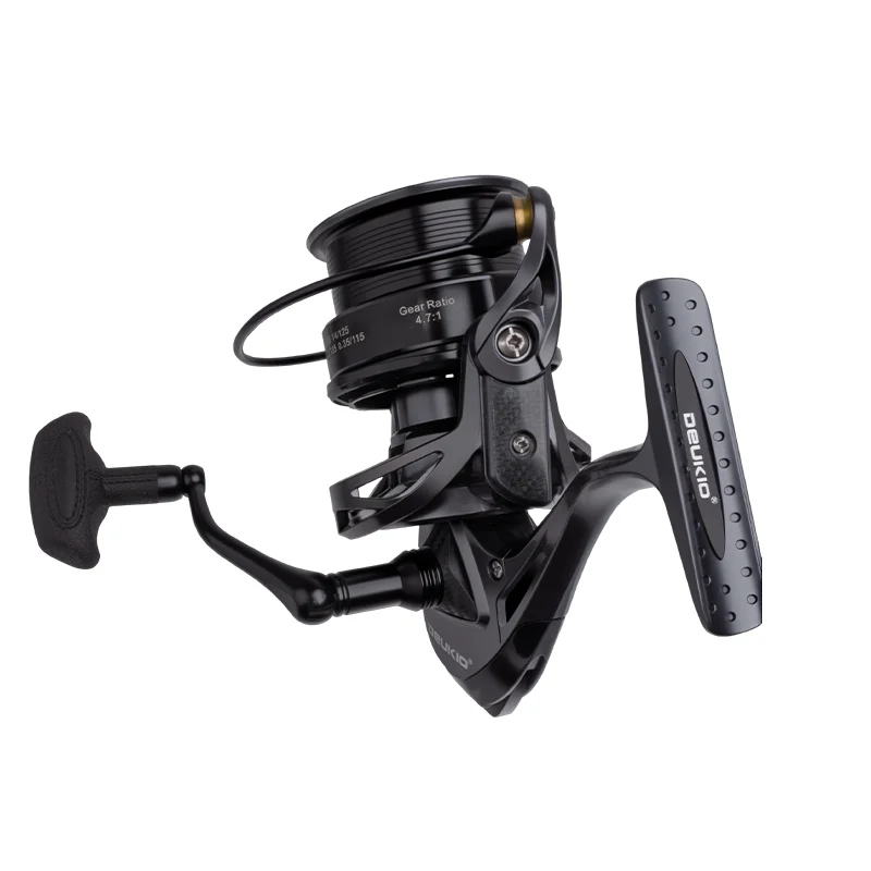 Carrete de Metal completo serie DEUKIO 4500-8500, carrete de pesca giratorio de mar para Jigging Trolling de tiro largo y Surf de agua salada - imagen 5