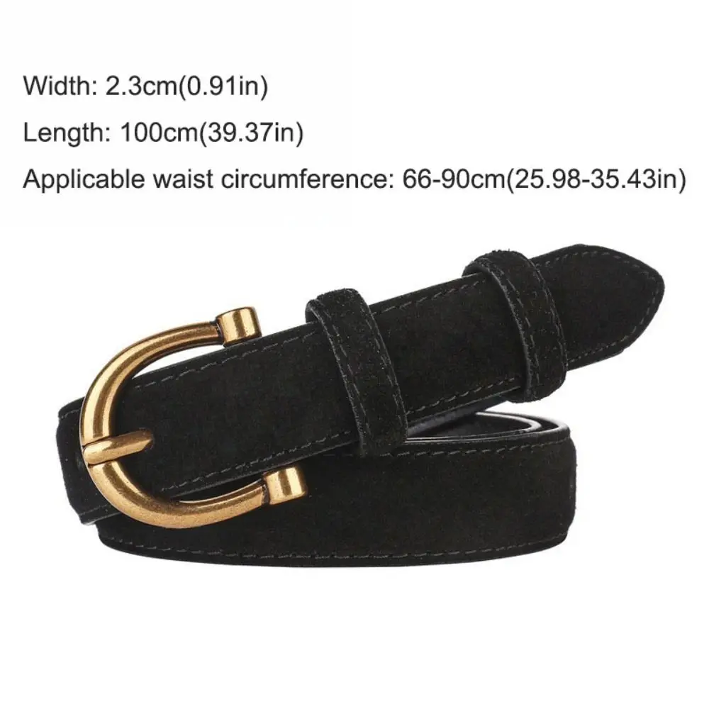 Cinturón de piel de ante de diseño de lujo para mujer, cinturón informal con hebilla a la moda, cinturones de vestir para pantalones versátiles, regalos - imagen 2