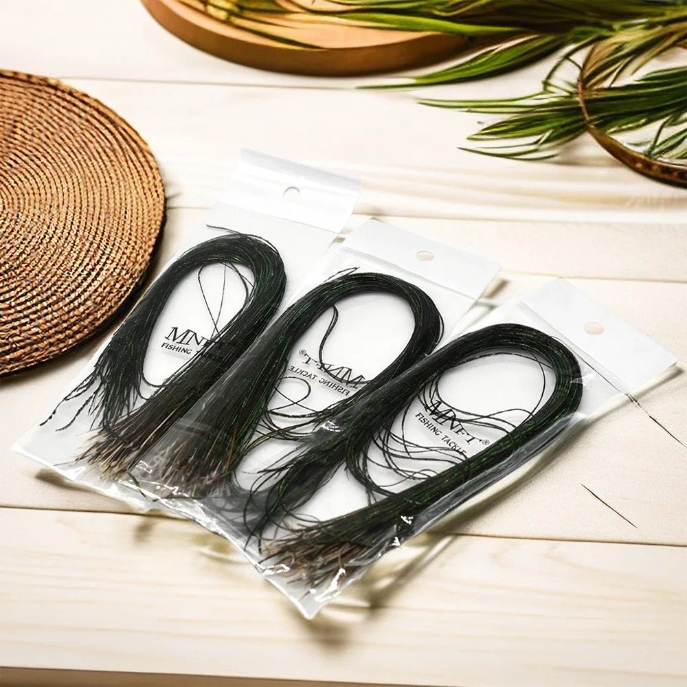 MNFT 1 bolsa de alambre de plumas de pavo real, Material de atado de moscas con Color verde oliva, materiales para señuelos de pesca con mosca - imagen 3