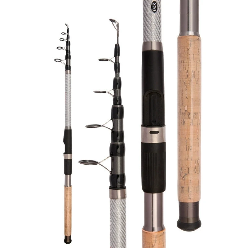 Caña de mar de carbono con mango de madera de imitación, anillo guía triangular de 2,1-3,6 m, caña de pescar de ajuste duro, equipo de pesca - imagen 2