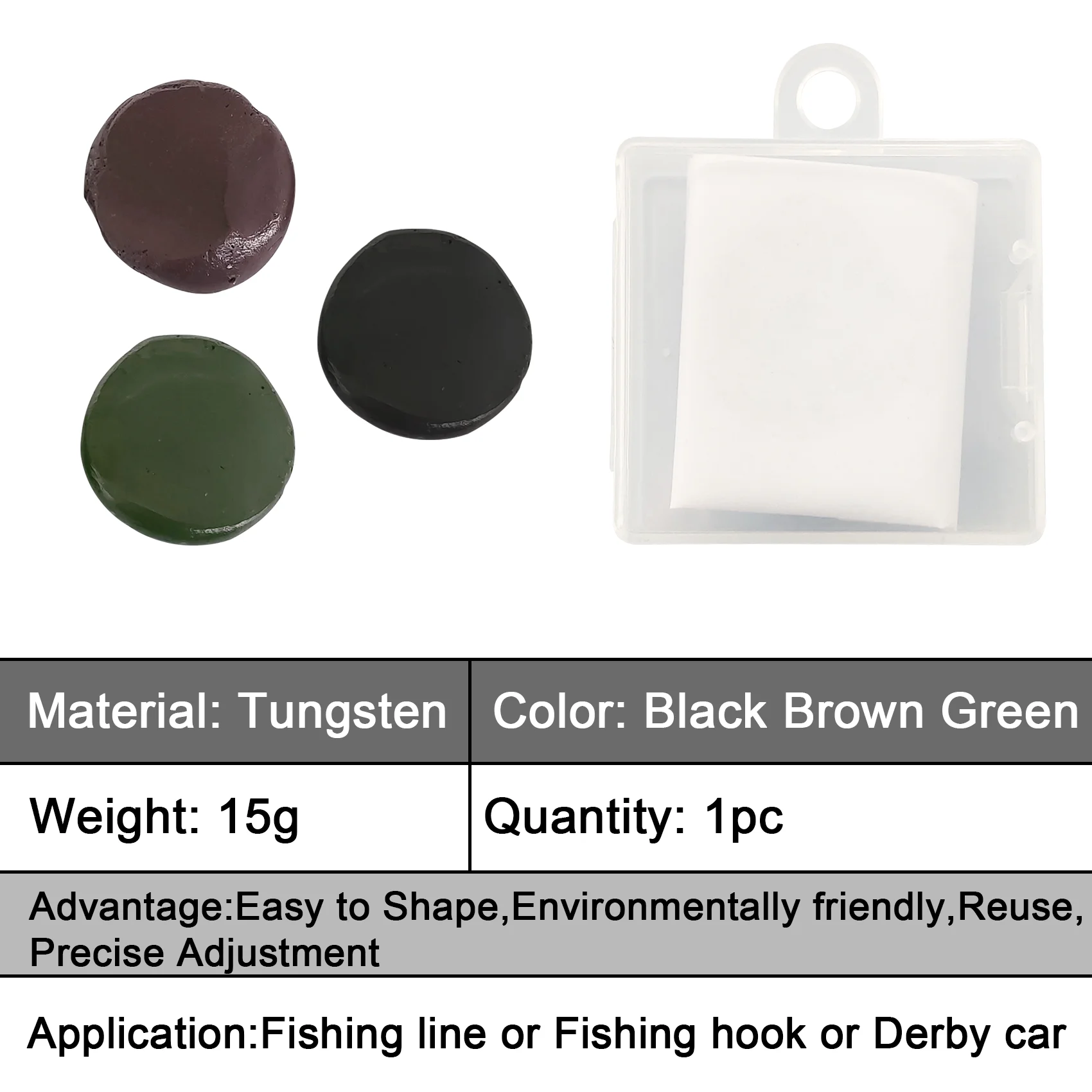 EUPHENG, 15g, masilla de tungsteno, aparejo de pesca de barro, cebo de pesca, plomo líder suave, Terminal de peso, aparejos, señuelo de pesca con mosca - imagen 4