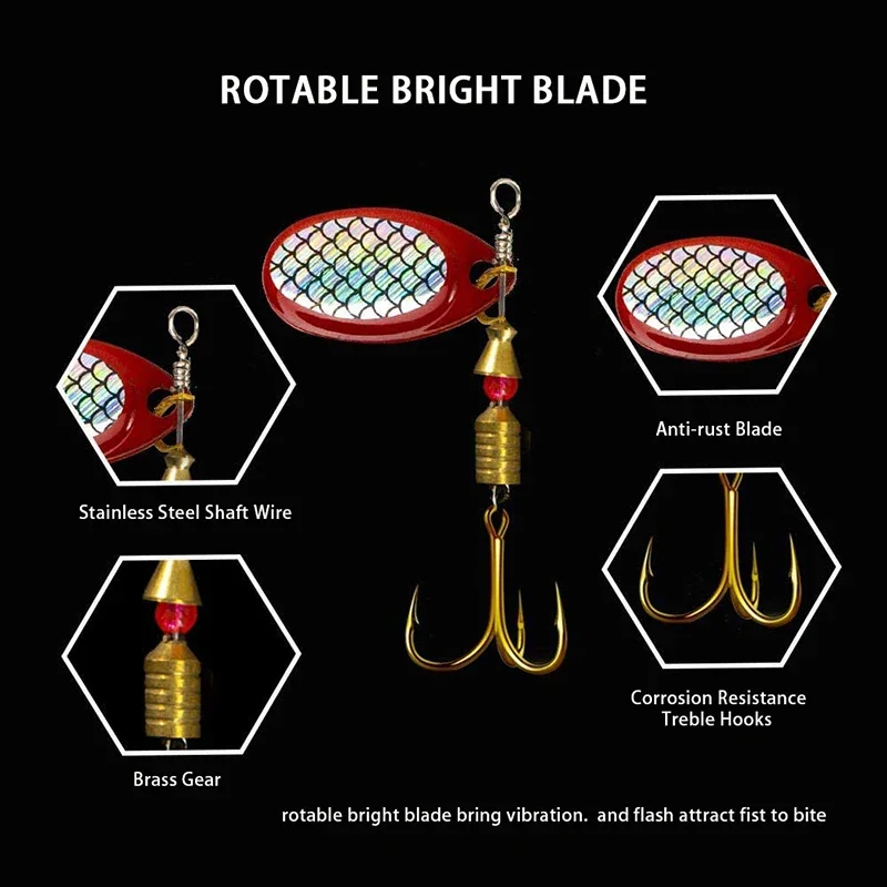 Señuelo giratorio con cuchara de Metal, 2 a 8g, 3,5g, 10 unids/lote, Crankbaits, Wobblers de pesca para Lucio, conjunto de ganchillo, aparejos de cebo - imagen 3
