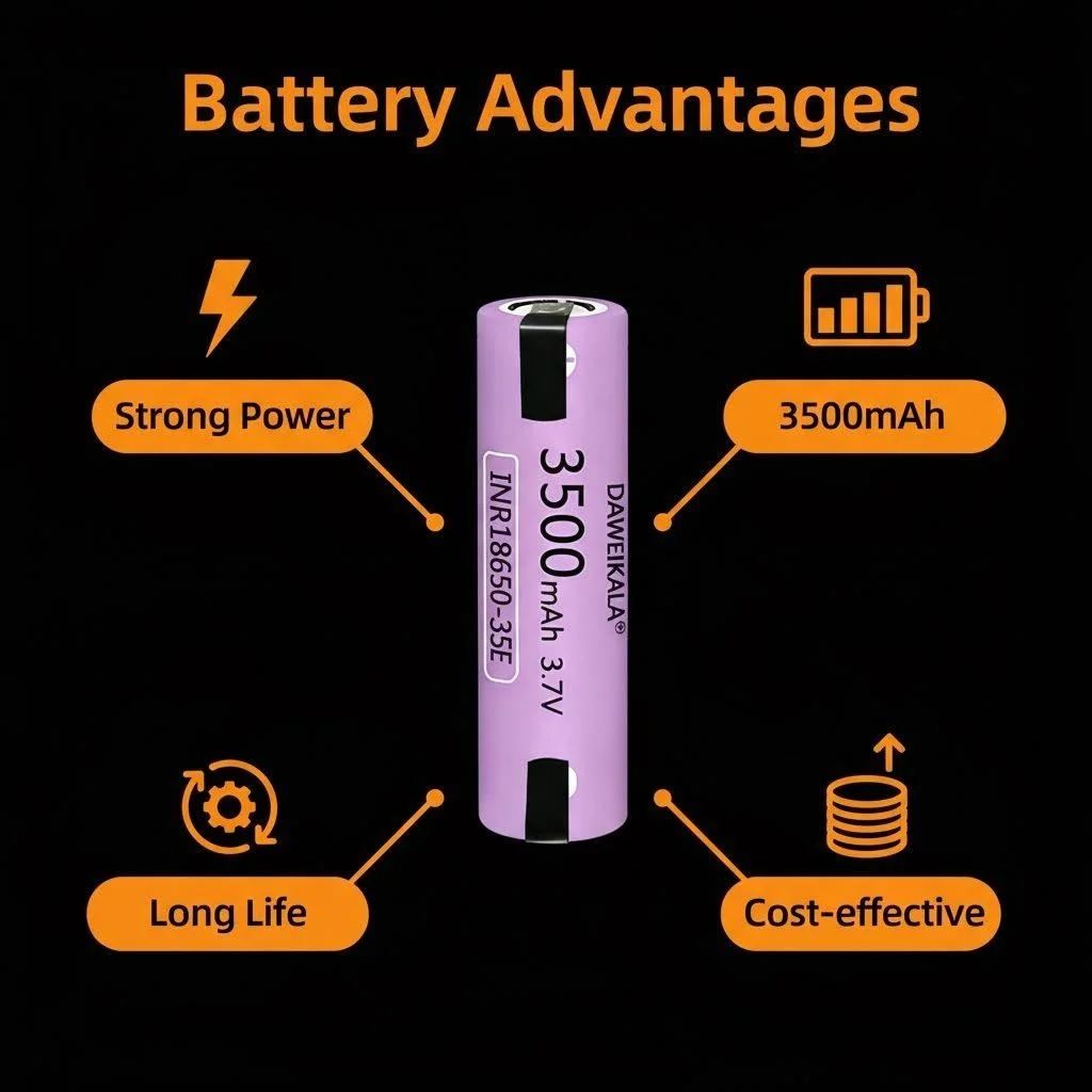 35E 18650 Batería recargable 3500 mAh alta descarga para linterna