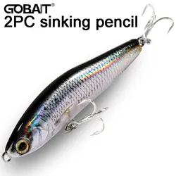 Lápiz que se hunde, 2 unidades, 24g, sistema de peso de señuelo de pesca, cebo duro, anzuelos triples, Swimbait, Wobbler, aparejos Jerkbait, cebo Artificial profundo