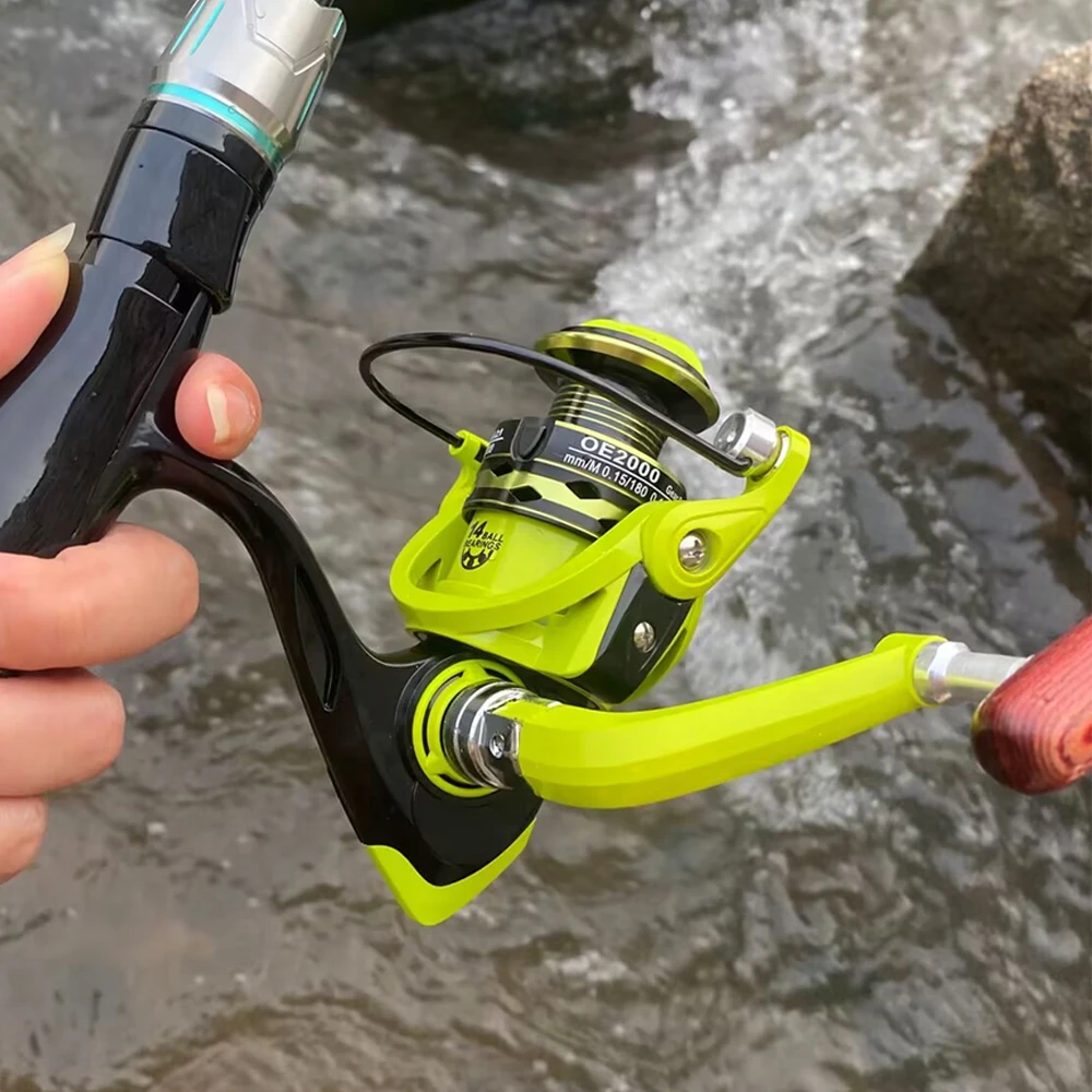 Combo de caña de pescar y carrete de 1,8/2,1 M, caña de pescar enchufable de 4/5 secciones, carrete giratorio 5,2: 1 con línea para regalo, agua dulce y salada - imagen 5