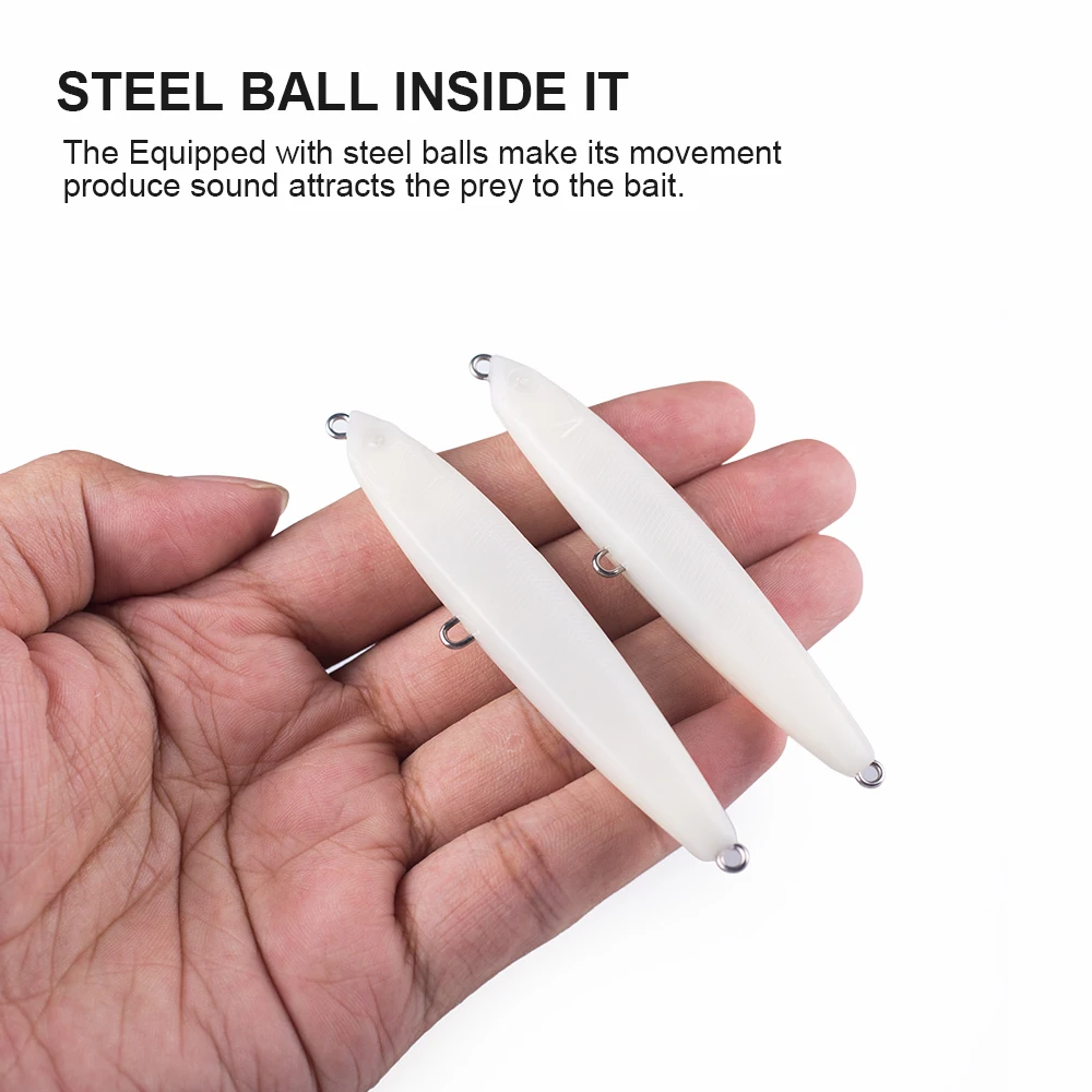 Hanlin-SEÑUELOS en blanco de pececillos, dispositivo de cambio de centro de gravedad, hundimiento sin pintar, aparejos de lubina, 10 piezas, 80mm/9g - imagen 4