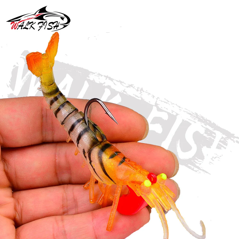 WALK FISH-cebo de camarón suave, señuelo luminoso de silicona con anzuelo Jigging, Swimbait Wobbler, 6G, 12G, 5G, 18g, 1 unidad - imagen 4