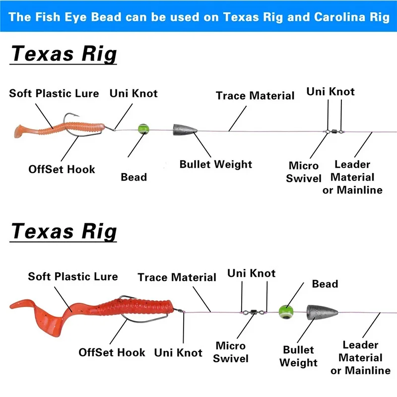 Cuentas de bloqueo de ojo de pez, 6/8mm, 50 Uds., cuentas de pesca acrílicas de colores mezclados para aparejo Texas/Carolina, Kit DIY, aparejos de pesca de lubina - imagen 4