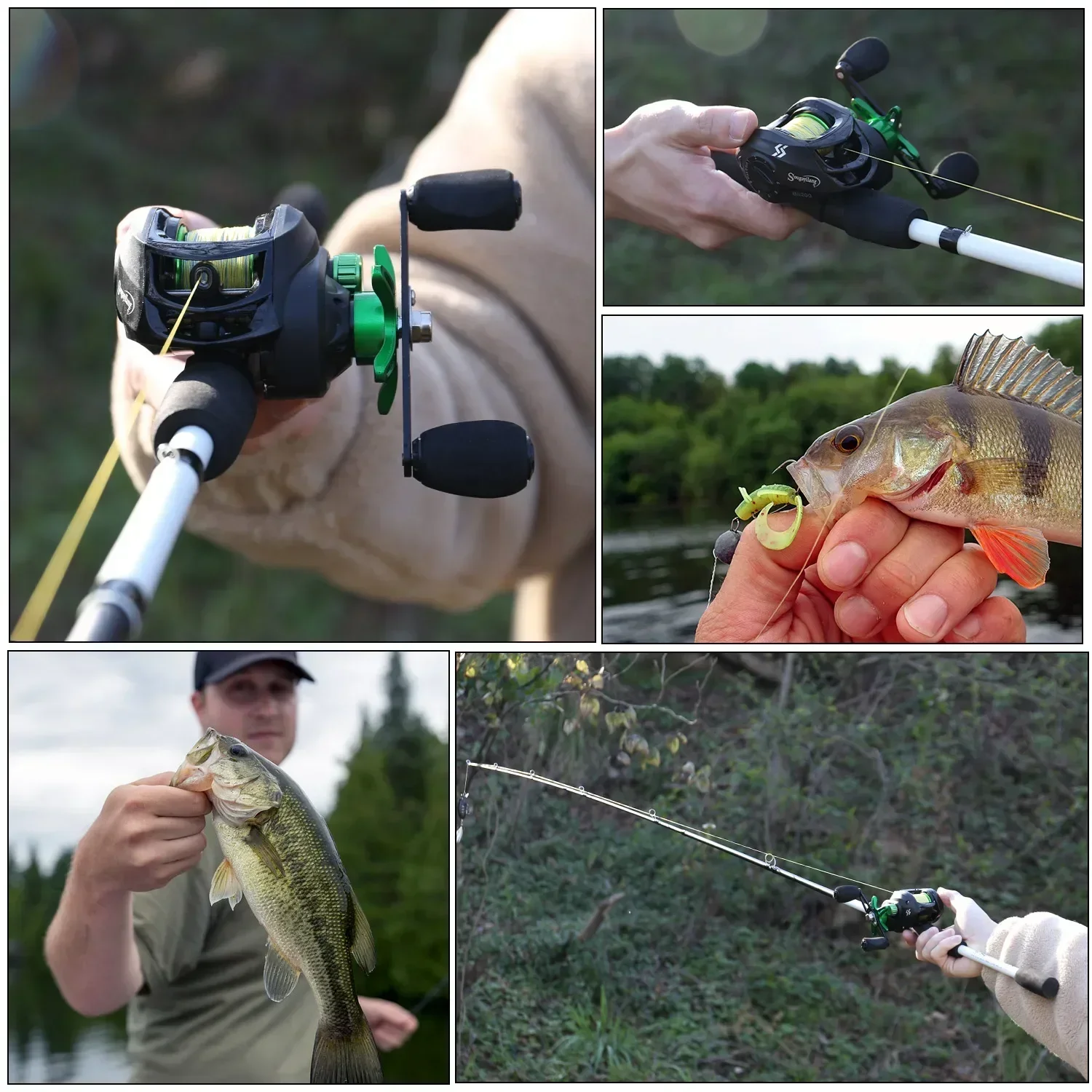 Sougayilang Caña Baitcasting Fibra Carbono 4 Tramos con Carrete Metal - imagen 5