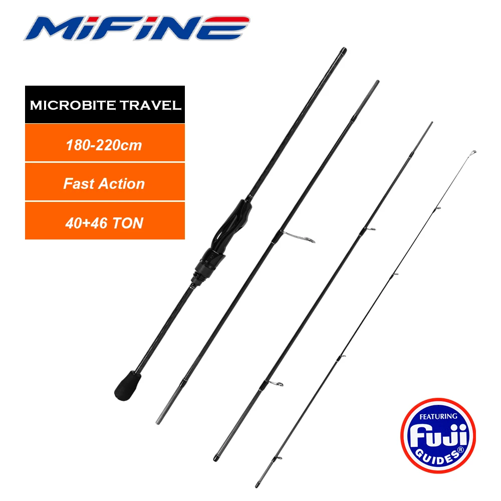 Cañas de pescar Mifine MICROBITE TRAVEL 40 + 46T peso de señuelo de carbono 1-8g/1,5-10g 2,1 M/2,2 M caña giratoria de fundición portátil rápida