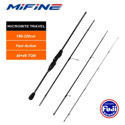 Cañas de pescar Mifine MICROBITE TRAVEL 40 + 46T peso de señuelo de carbono 1-8g/1,5-10g 2,1 M/2,2 M caña giratoria de fundición portátil rápida