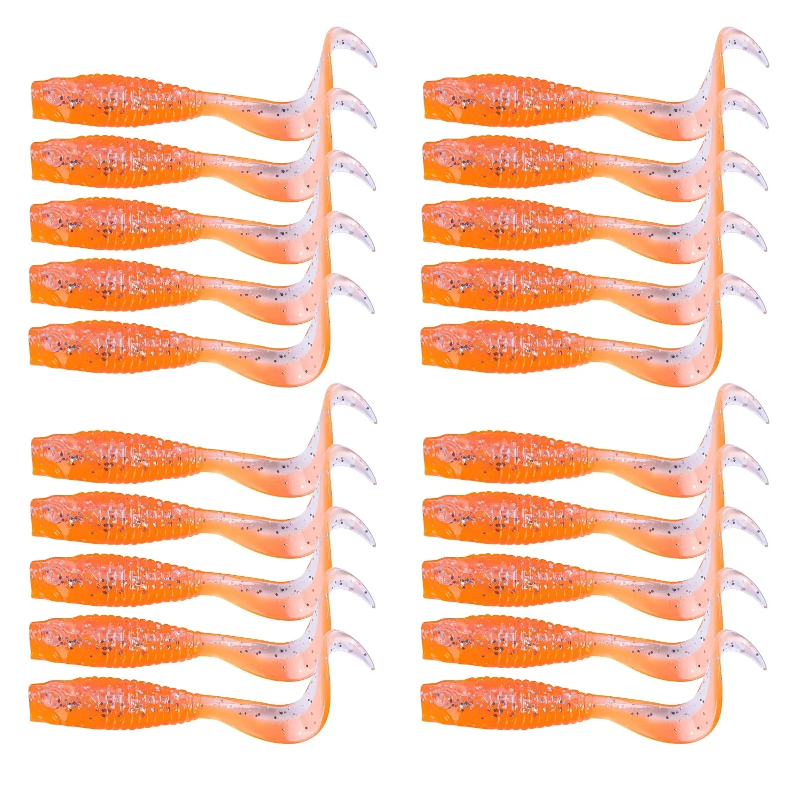 Goture 20 unids/lote 5cm 1,19g señuelo suave cebo de gusano blando cola en T señuelo de pesca Swimbait cebo de lubina Wobbler señuelos de langosta suaves realistas