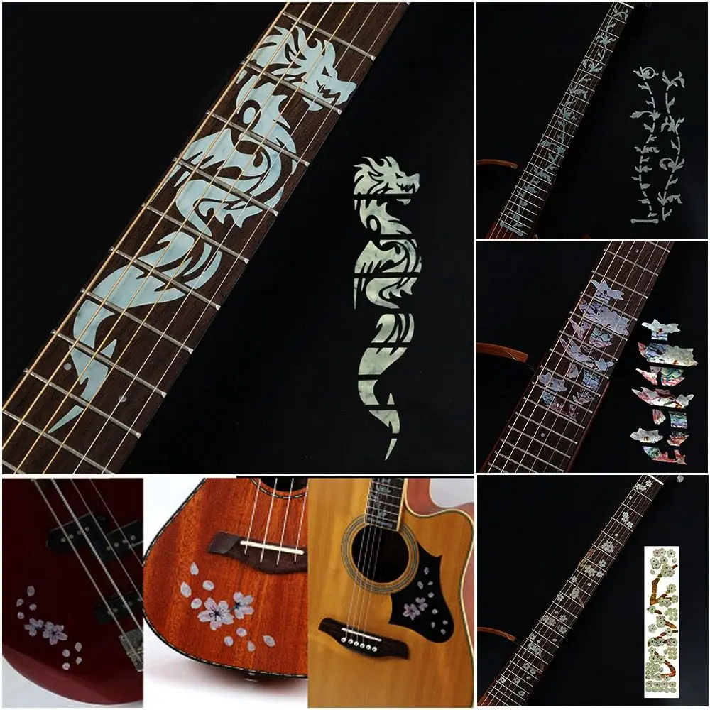 Calcomanías con incrustaciones cruzadas para diapasón de guitarra