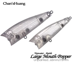 Popper Chan'sHuang Blanco Señuelo Superficie Hecho a Mano