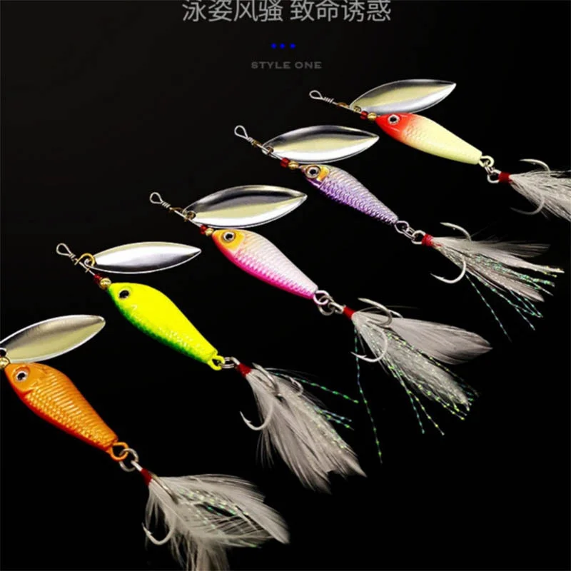 Cebo giratorio de Metal para pesca, 1 piezas, 7/10/15/20g, giratorio, cuchara giratoria, Señuelos de Pesca, Jigs, trucha, aparejos duros de pesca de invierno - imagen 5