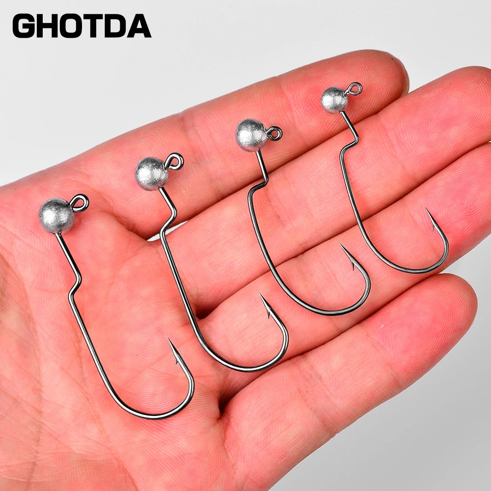 GHOTDA-anzuelo de pesca con manivela ancha, 5 piezas, cabeza de plantilla de plomo, señuelo de gusano suave, púas, 1g, 1,8g, 2,5g, 3,5g - imagen 5