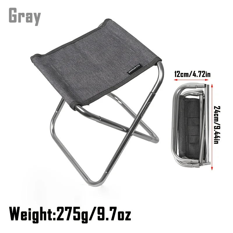 Silla de pesca plegable (gris/azul marino/naranja), taburete portátil de aluminio para campamento con respaldo ajustable, 50kg, barbacoa/pesca/viajes, 1 ud.