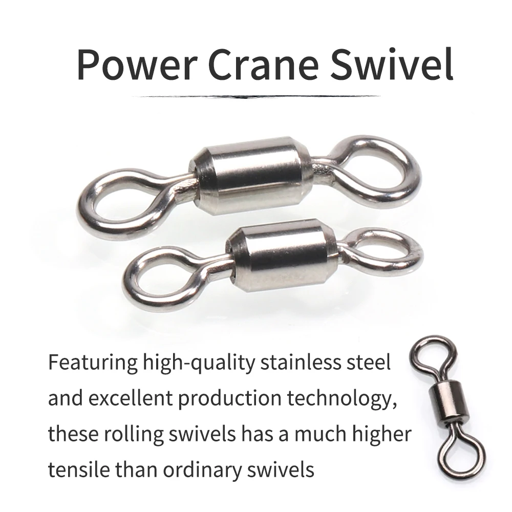 Ellllv 20 piezas/caja 1 # - 6 # Grúa giratoria de acero inoxidable para pesca marina, giratorios, anzuelos de anillo sólido, conectores de línea - imagen 3