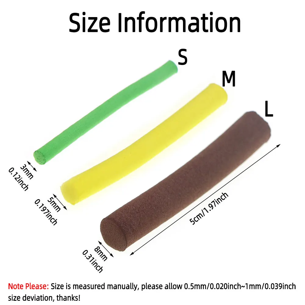 12 Uds., 3mm, 5mm, 8mm, flotador, palo de espuma para pesca, paracaídas, moscas secas, espuma emergente y Zig, espuma de cilindro suave, anzuelo de pesca de carpa - imagen 5