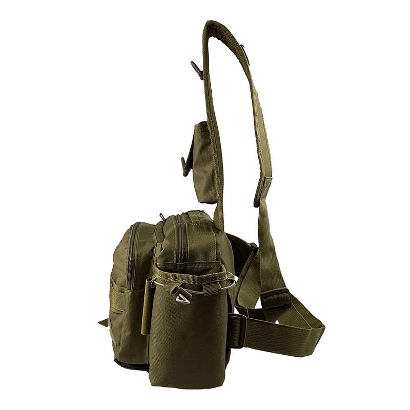 Bolso de hombro de pesca, riñonera de pesca multifuncional, nailon 600D, grande, multibolsillo, impermeable para deportes al aire libre para montar - imagen 4