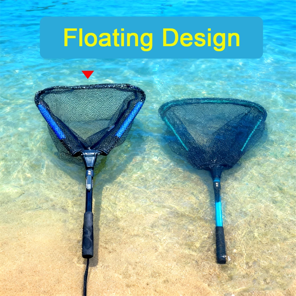 Red de pesca con mosca, red de aterrizaje de pesca plegable portátil, mango telescópico de mano, diseño flotante, red de cuchara de 0,9 M para toda el agua - imagen 5