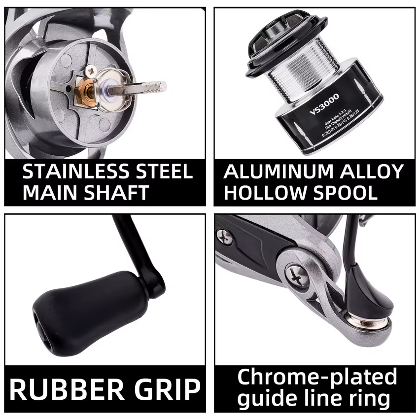 Carretes giratorios 8KG-10KG arrastre máximo Carrete de pesca 5,2: 1 mango de Metal carretes de pesca carrete de agua salada para accesorios de pesca - imagen 3