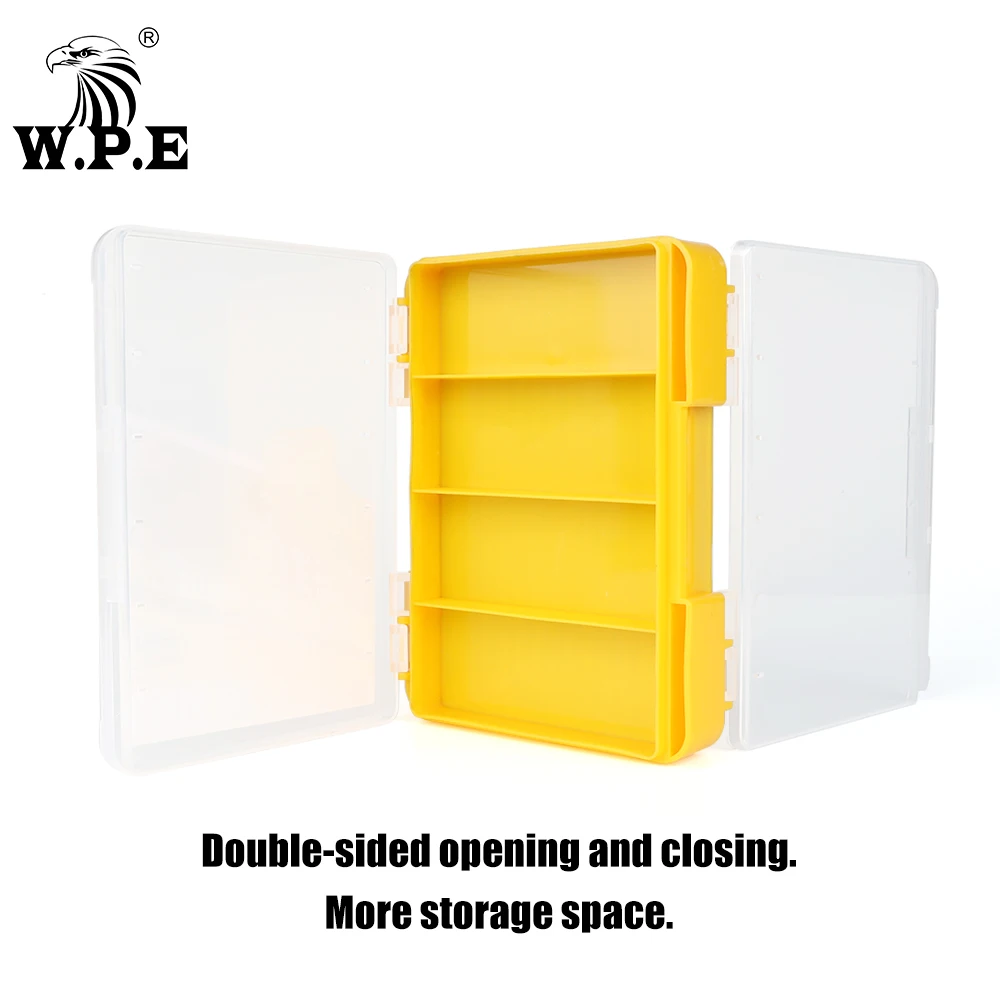 W.P.E Caja de señuelos de pesca, cajas de aparejos de pesca de doble cara, señuelo giratorio, Swimbaits, plantilla para lubina, anzuelo de señuelo suave, accesorios de caja de almacenamiento - imagen 4