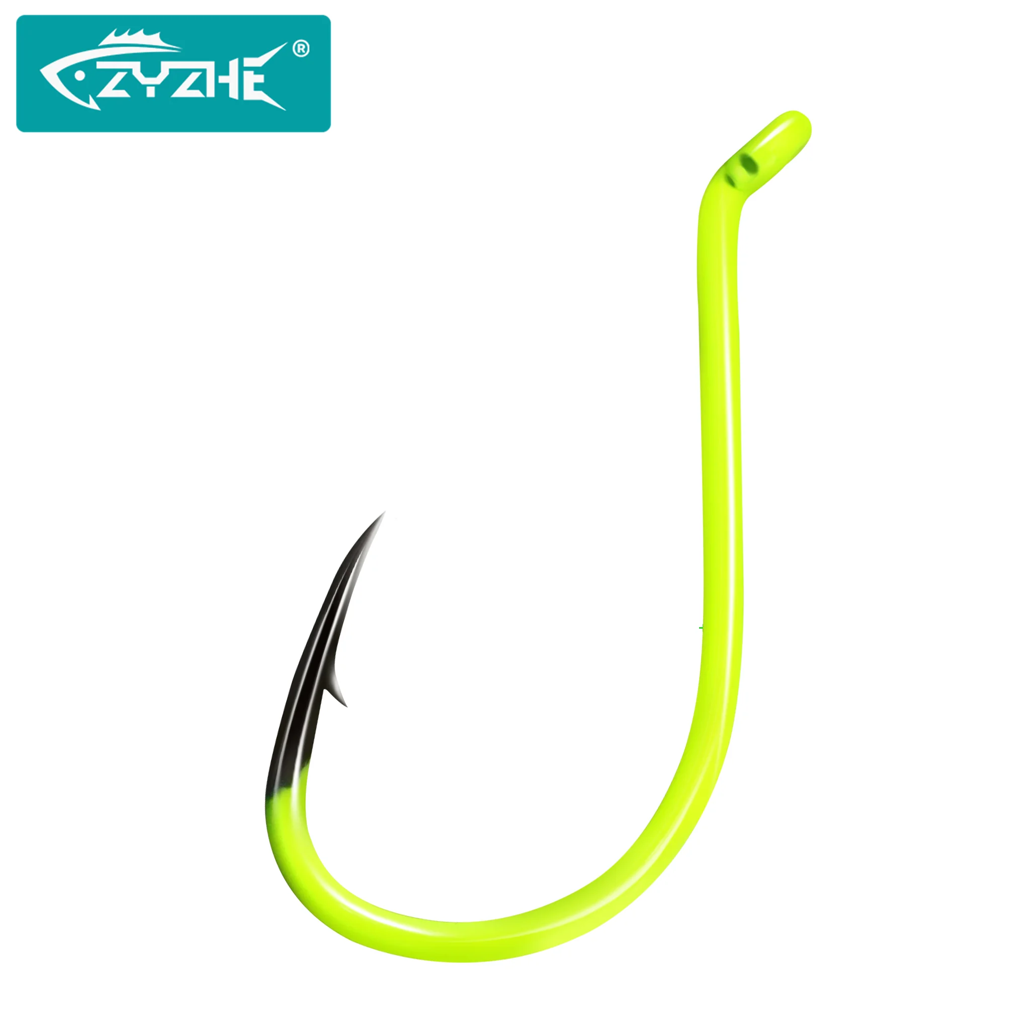 ZYZ 3 ~ 6 unids/lote ganchos de pulpo amarillo 6/0 # 7/0 # 8/0 # 10/0 # Anzuelos compensados afilados resistentes a la corrosión con revestimiento amarillo fluorescente