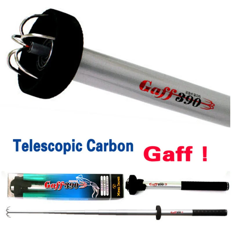 Gaff de pesca de calamar telescópico, aparejos de terminales de pulpo de carbono, cañas de pescado, accesorios de herramientas, anzuelos de aterrizaje de sepia, 3m, 3,9 m - imagen 4