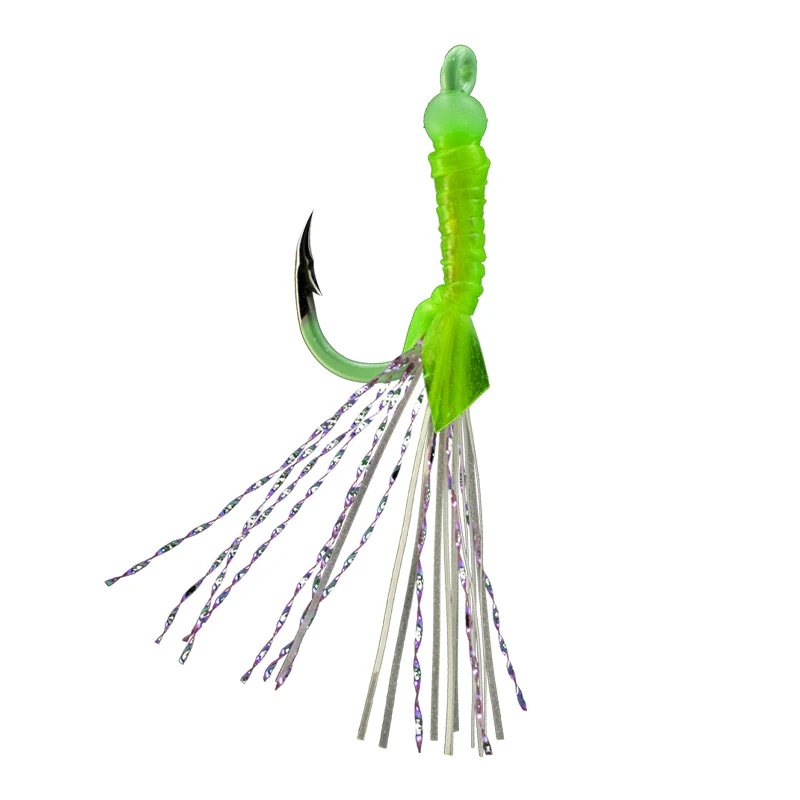 ZYZ anzuelo luminoso Sabiki asistido, gancho Triangular afilado, círculo, piel de pescado, hilo de seda coloreado, aparejos, 10 unids/lote por bolsa - imagen 5