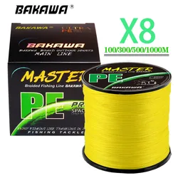 BAKAWA-sedal de pesca multifilamento de 8 hebras, 300M, 500M, 1000M, 100M, accesorios de alambre trenzado japonés para carpa, mosca, mar, agua salada