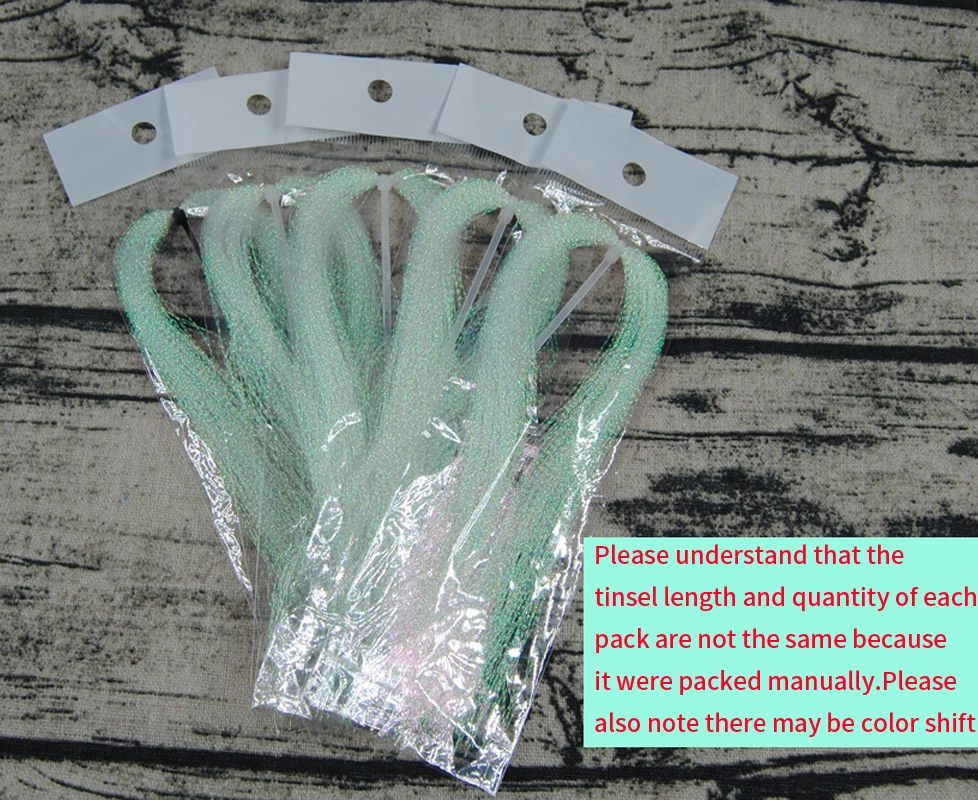 Wifreo, 5 paquetes, oropel holográfico Flashabou, atado de pesca con mosca, cadena Flash de cristal, anzuelo, señuelo, Material de pesca - imagen 5