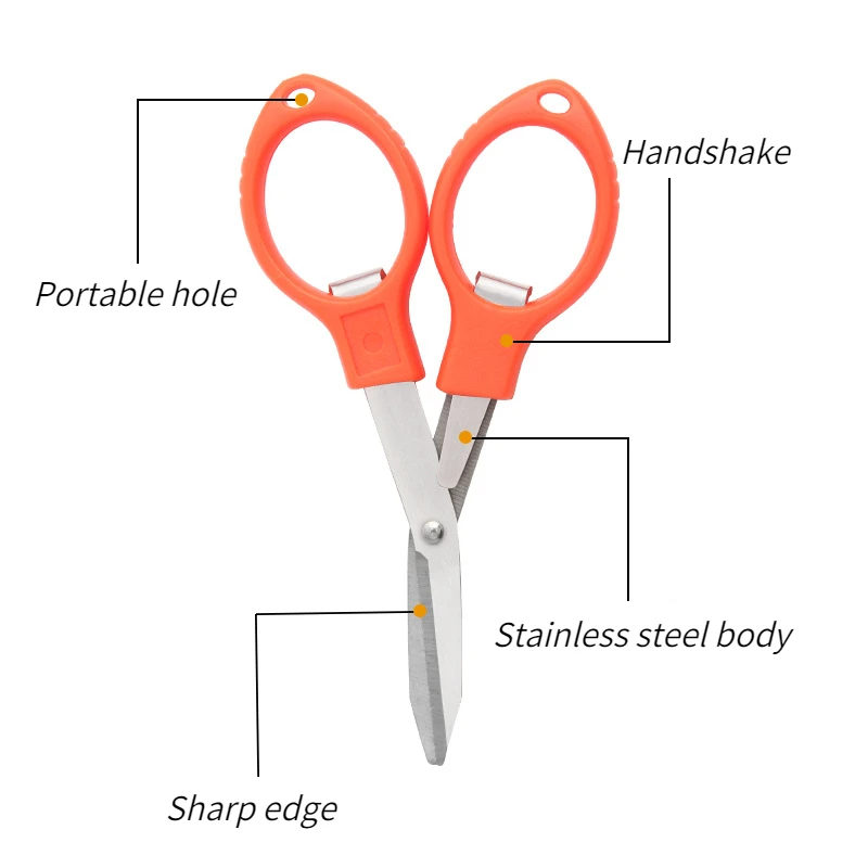 Tijeras pequeñas de acero inoxidable, gafas de 8 caracteres, tijeras de línea de pesca portátiles de Metal, accesorios de pesca, equipo de pesca, 1PC - imagen 3